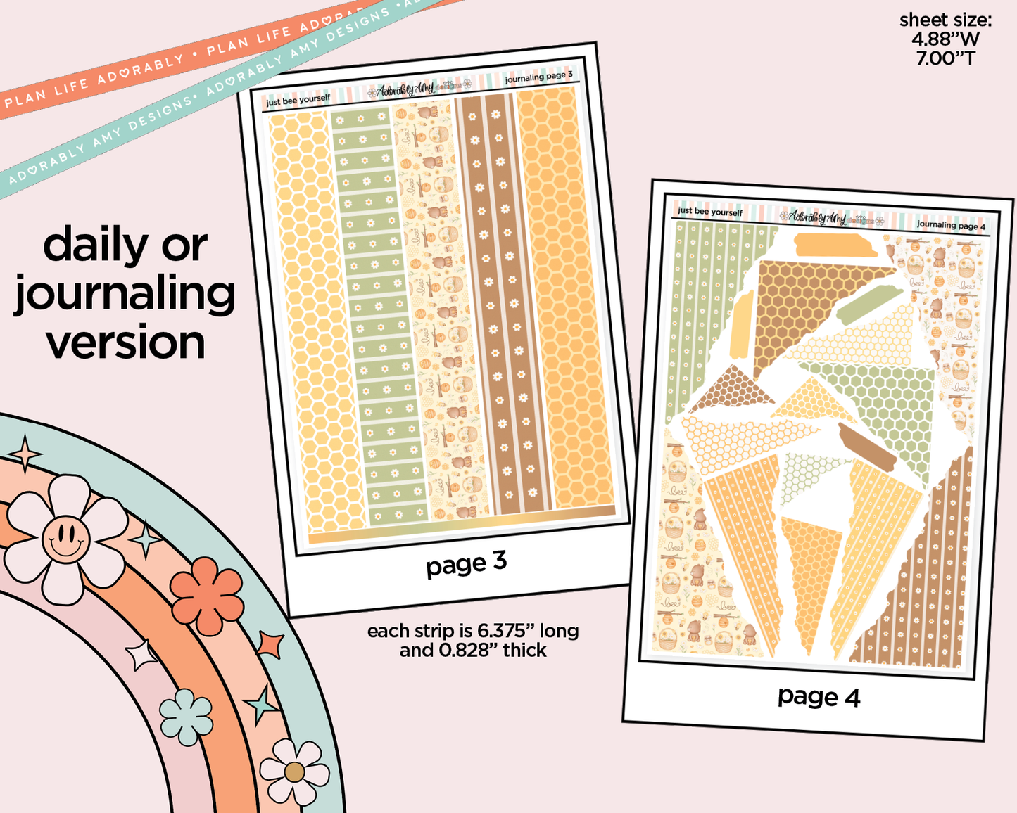 Journaling and Daily Planning Just Bee Yourself Planner Sticker Kit