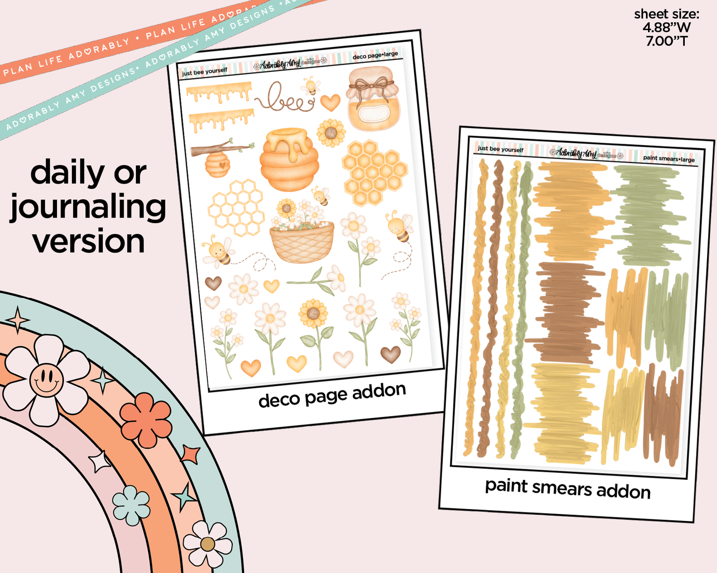 Journaling and Daily Planning Just Bee Yourself Planner Sticker Kit