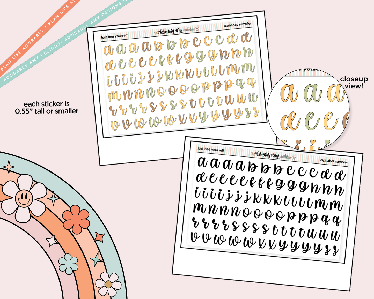 Just Bee Yourself Alphabet Stickers Deco Typography Sampler Planner Stickers