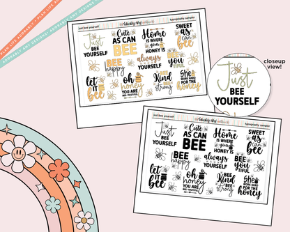 Just Bee Yourself Deco Typography Sampler Planner Stickers - Adorably Amy Designs