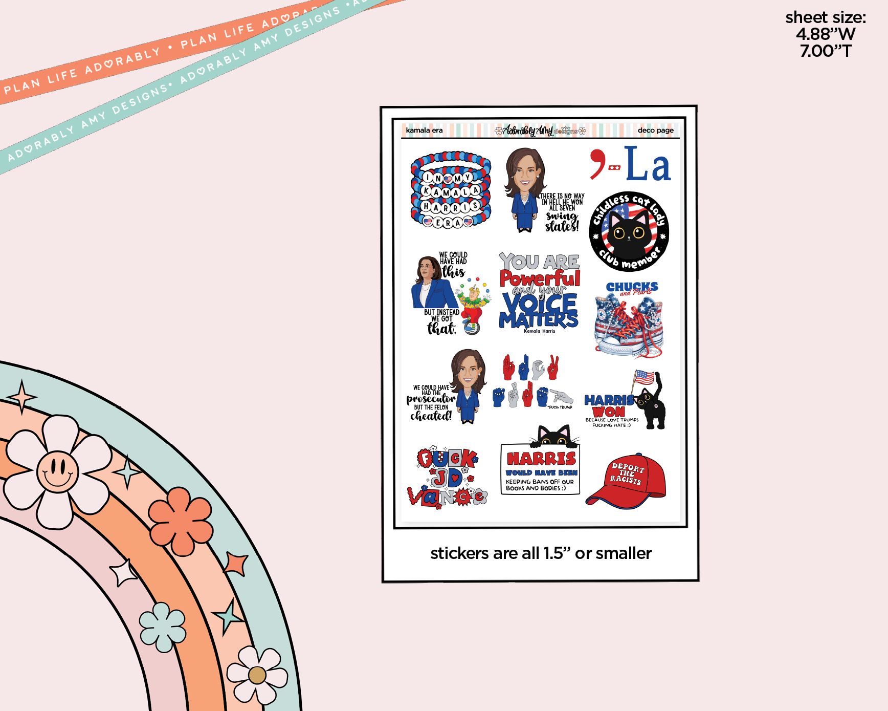 In My Kamala Era Deco Sampler Planner Stickers – Adorably Amy Designs