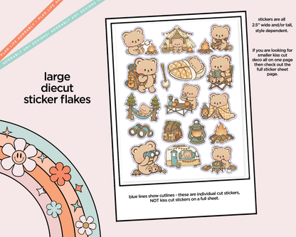 Kawaii Camping Bears Deco Samplers in 3 Sizes Decorative Planner Stickers