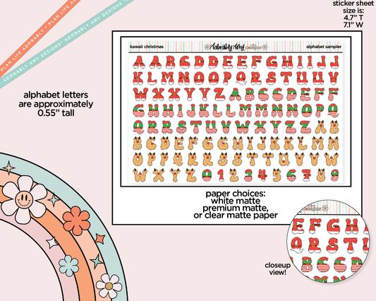 Kawaii Christmas Alphabet Stickers Deco Typography Sampler Planner Stickers