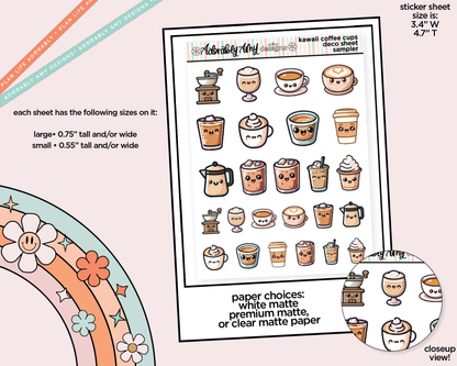 Kawaii Coffee Cups Decorative Planner Stickers for any Planner or Insert