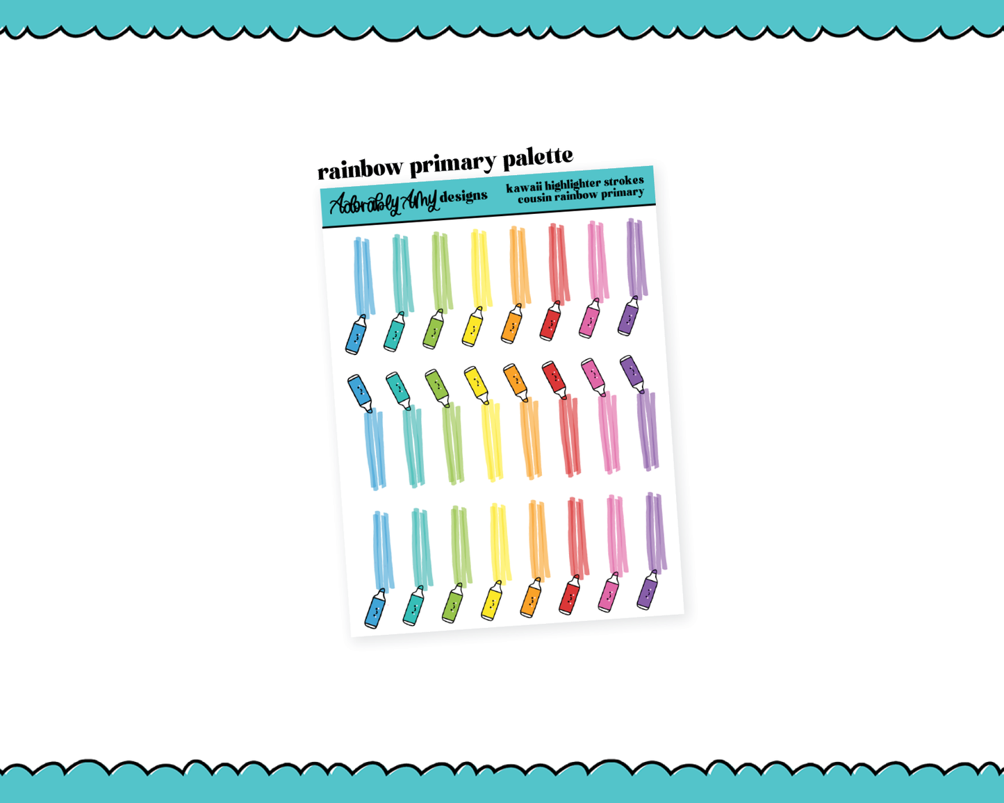 Rainbow Hobo Cousin Kawaii Highlighters V1 Dividers or Underlays for any Planner or Insert