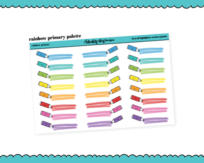 Rainbow Jumbo Daily Planning Kawaii Highlighters V1 Dividers or Underlays for any Planner or Insert