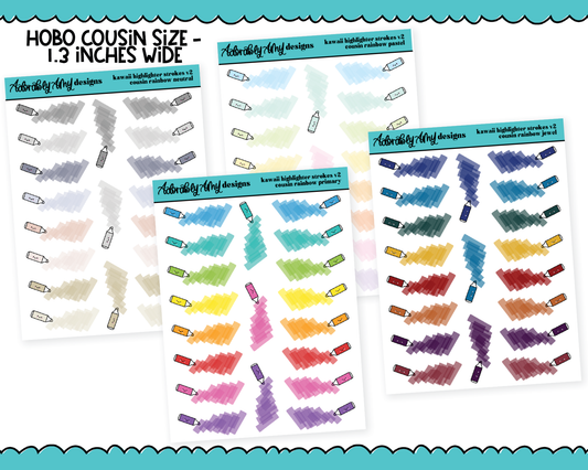 Rainbow Hobo Cousin Kawaii Highlighters V2 Dividers or Underlays for any Planner or Insert