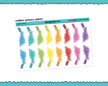 Rainbow Jumbo Daily Planning Kawaii Highlighters V2 Dividers or Underlays for any Planner or Insert