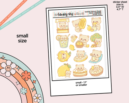 Kawaii Lemon Bears Deco Samplers in 3 Sizes Decorative Planner Stickers