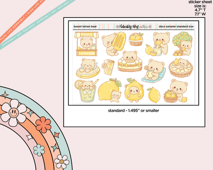 Kawaii Lemon Bears Deco Samplers in 3 Sizes Decorative Planner Stickers