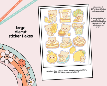 Kawaii Lemon Bears Deco Samplers in 3 Sizes Decorative Planner Stickers