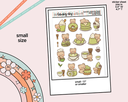 Kawaii Matcha Bear Deco Samplers in 3 Sizes Decorative Planner Stickers