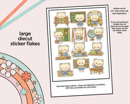 Kawaii Back to School Bears Deco Samplers in 3 Sizes Decorative Planner Stickers