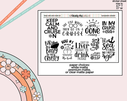 Keep Calm and Cruise On Deco Typography Sampler Planner Stickers