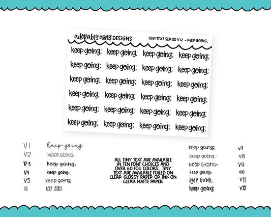 Foiled Tiny Text Series - Keep Going; Checklist Size Planner Stickers for any Planner or Insert