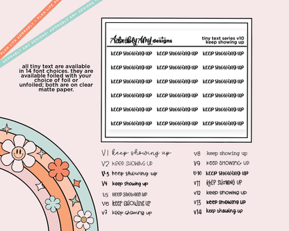 Foiled Tiny Text Series - Keep Showing Up Checklist Size Planner Sticker Sheet