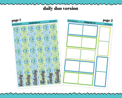 Daily Duo Keep the Planet Green Watercolor Weekly Planner Sticker Kit for Daily Duo Planner