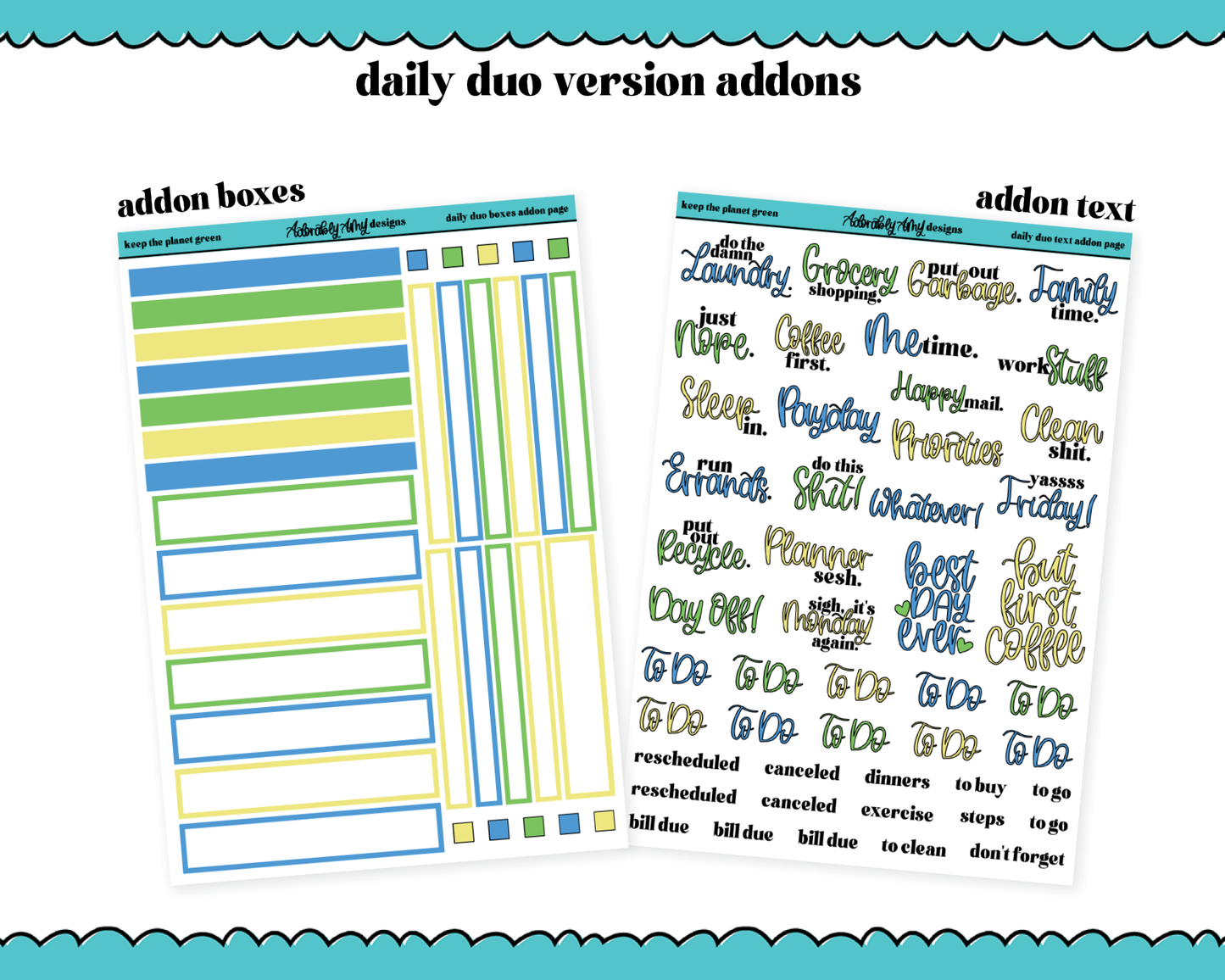 Daily Duo Keep the Planet Green Watercolor Weekly Planner Sticker Kit for Daily Duo Planner