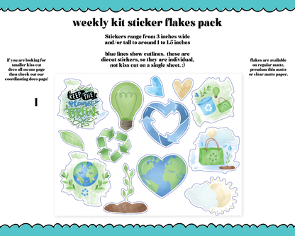 Keep the Planet Green Watercolor Weekly Kit Addons - All Sizes - Deco, Smears and More!