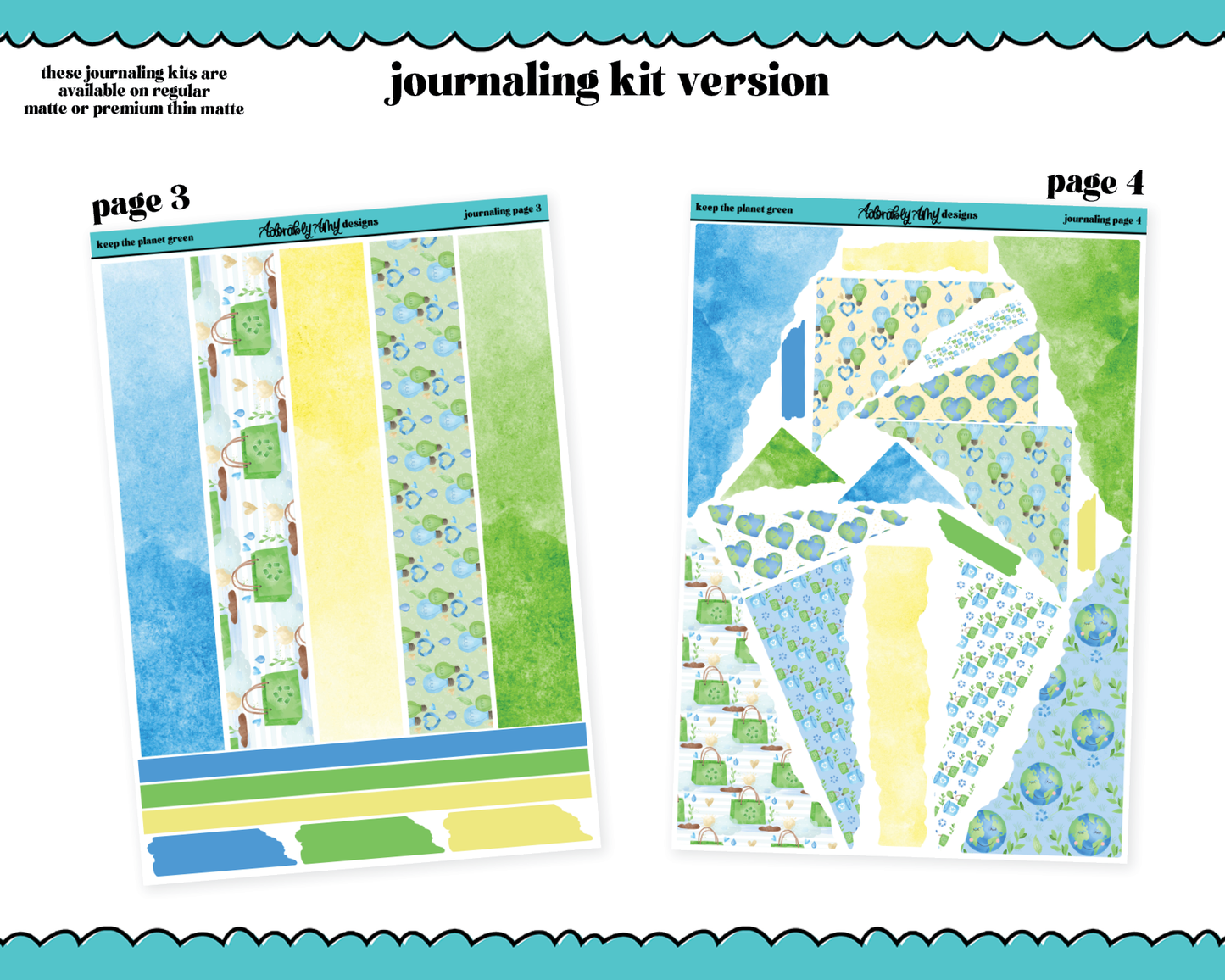 Journaling and Daily Planning Keep the Planet Green Watercolor Planner Sticker Kit