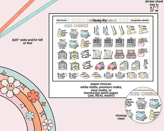 Kids Chore Chart Pastel Stickers Deco Sampler Decorative Planner Stickers