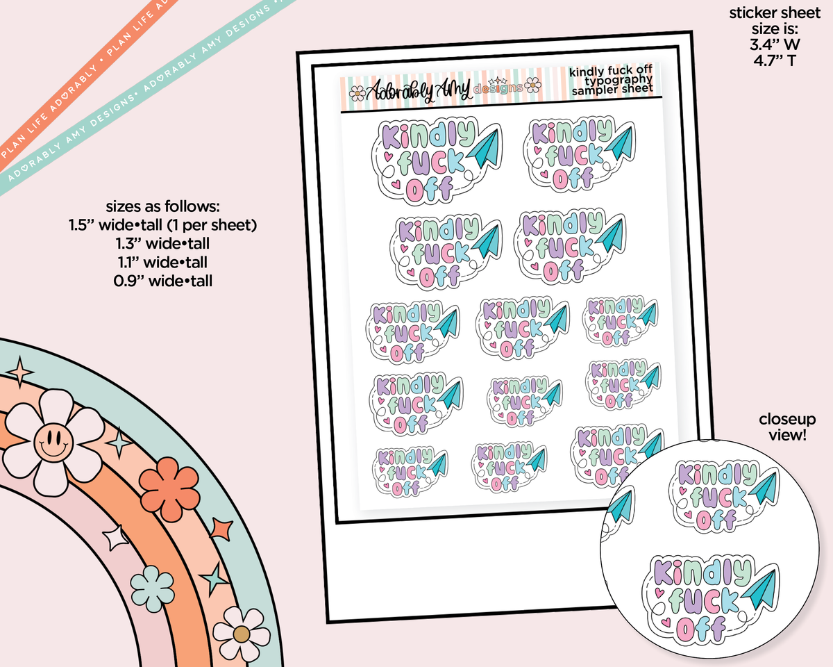 Kindly Fuck Off Typography Sampler Planner Stickers - Adorably Amy Designs