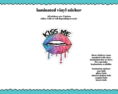 Laminated Vinyl Large Diecut Stickers- Kiss Me