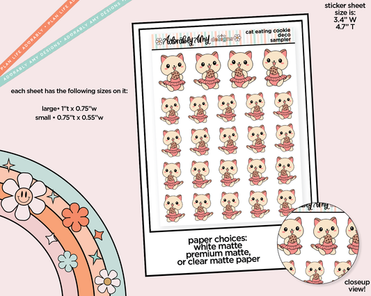 Ballerina Cat Eating Cookie Kawaii Decorative Planner Stickers for any Planner or Insert