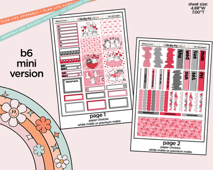 Mini B6 Kitties in Love Planner Sticker Kit sized for ANY Vertical Insert