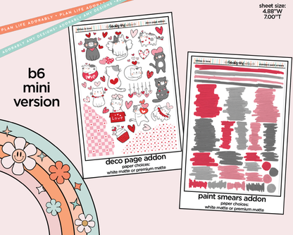 Mini B6 Kitties in Love Planner Sticker Kit sized for ANY Vertical Insert