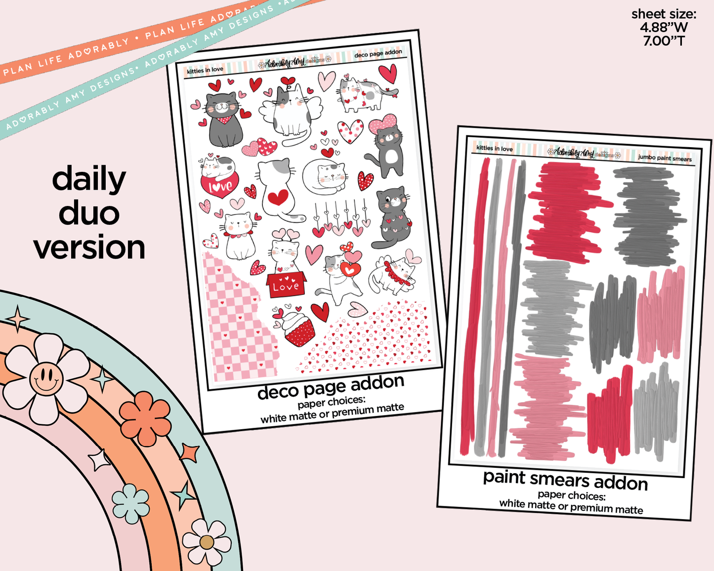 Daily Duo Kitties in Love Weekly Planner Sticker Kit for Daily Duo Planner