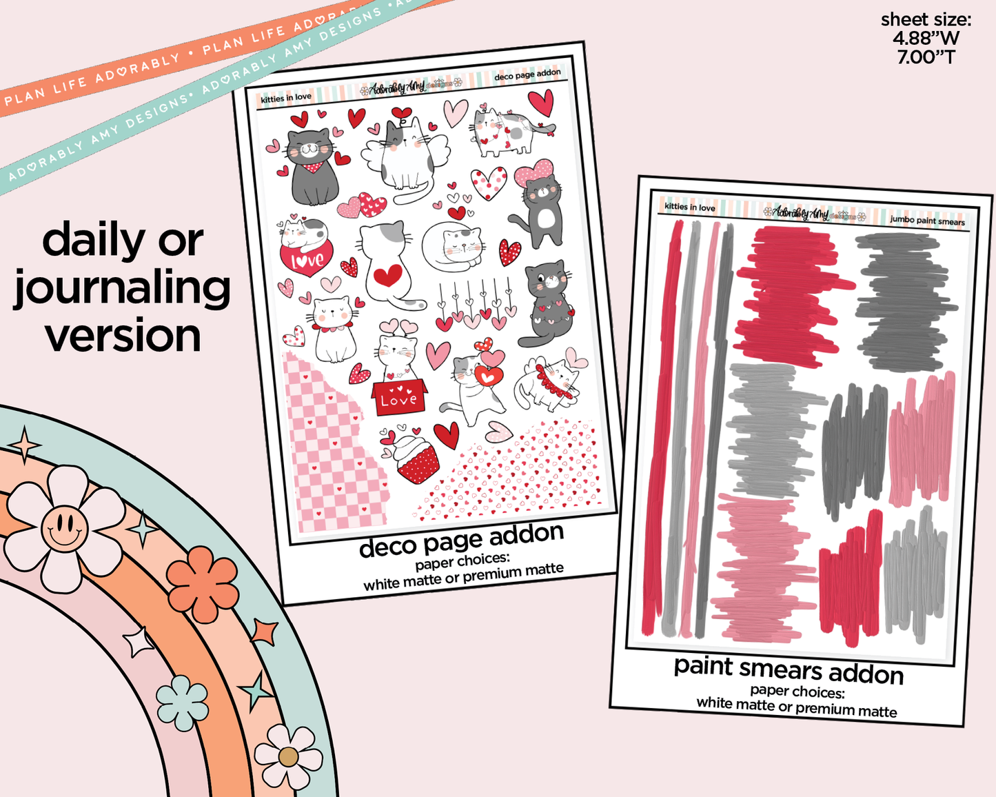 Journaling and Daily Planning Kitties in Love Planner Sticker Kit