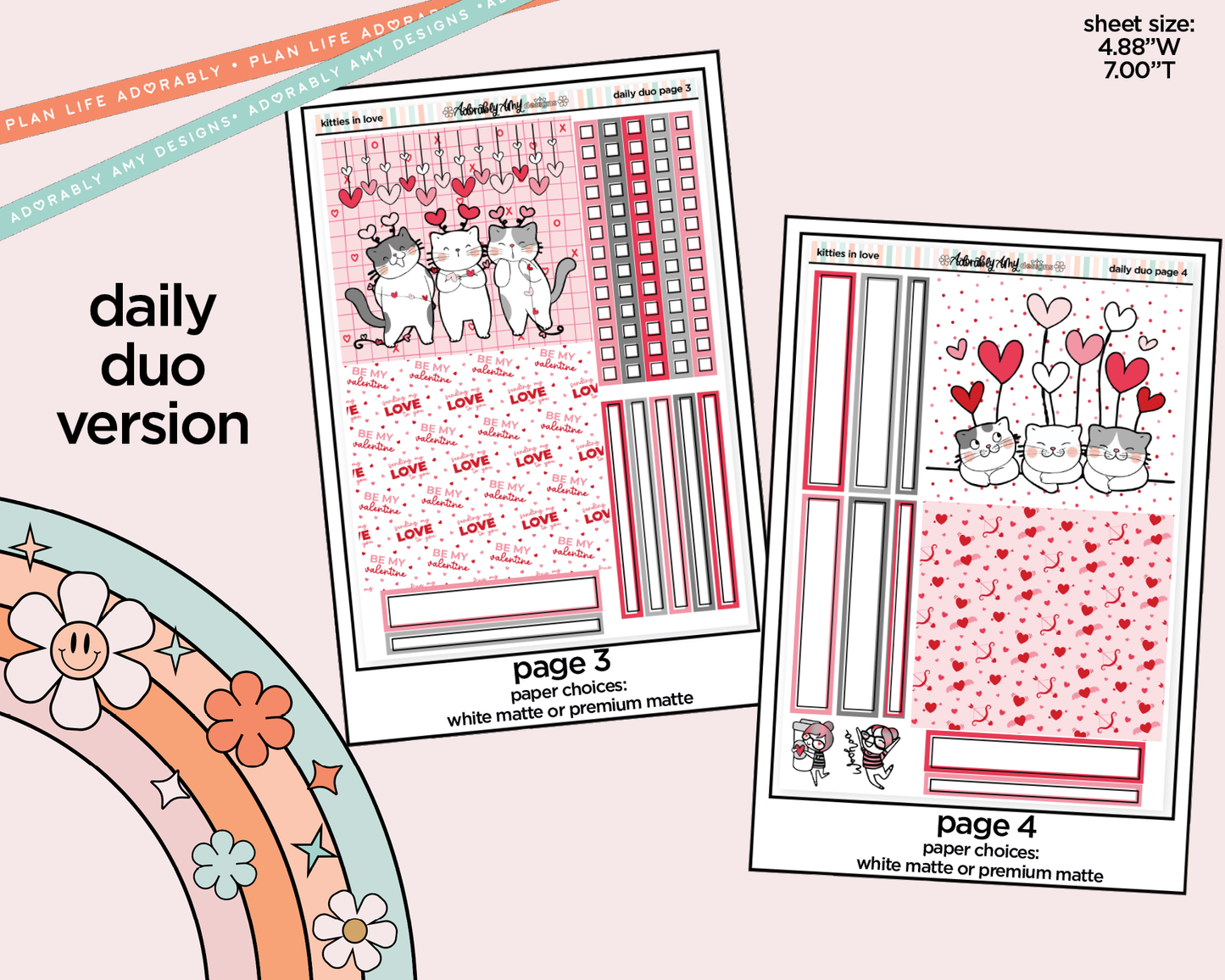 Daily Duo Kitties in Love Weekly Planner Sticker Kit for Daily Duo Planner