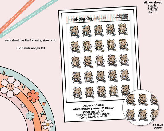 Bailee Bear Knit - Yarn Ball Decoration Character Planner Stickers