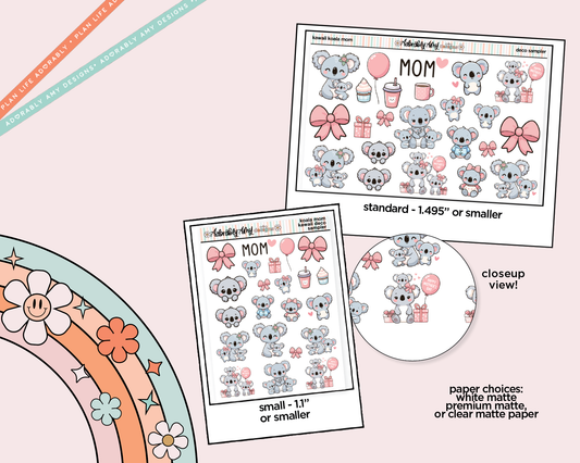 Koala Mom Kawaii Deco Samplers in 3 Sizes Decorative Planner Stickers