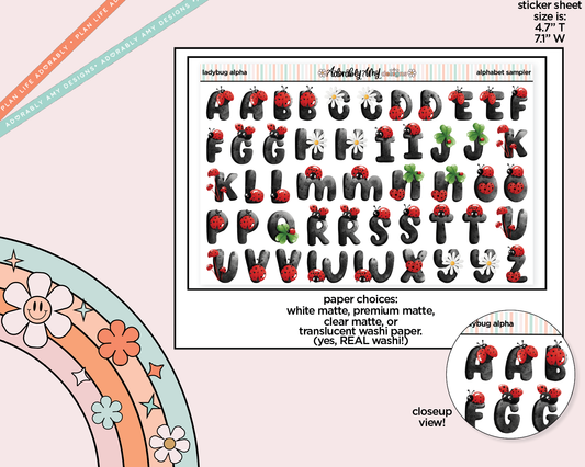 Ladybug Party Alphabet Stickers Deco Typography Sampler Planner Stickers