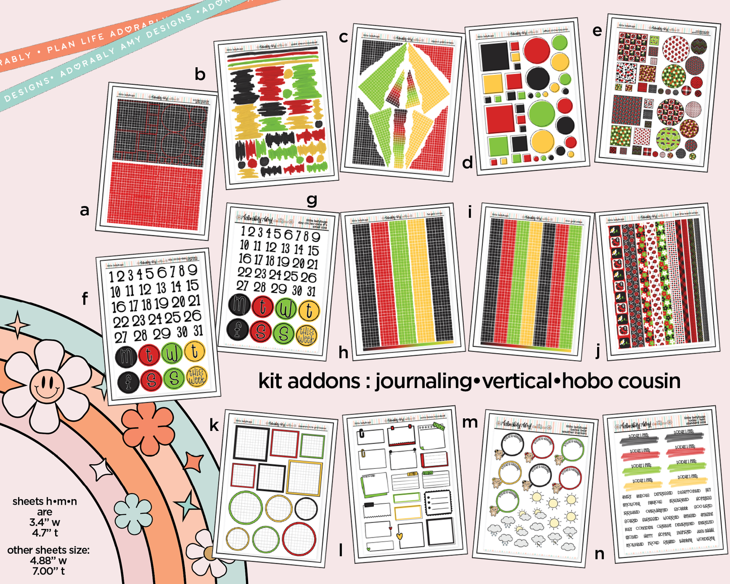 Little Ladybugs Weekly Kit Addons - All Sizes - Strips, Smears and More! - Adorably Amy Designs