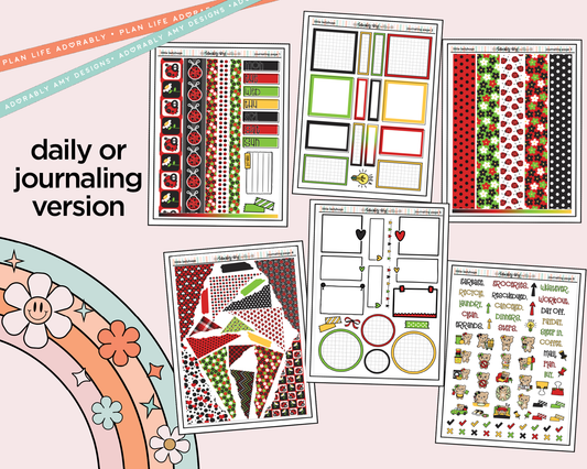 Journaling and Daily Planning Little Ladybugs Bowling Planner Sticker Kit - Adorably Amy Designs