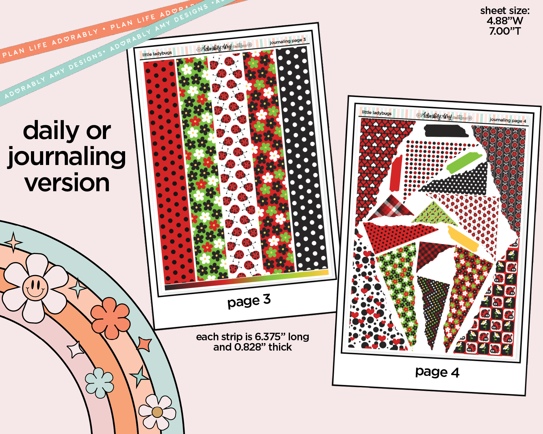Journaling and Daily Planning Little Ladybugs Bowling Planner Sticker Kit - Adorably Amy Designs