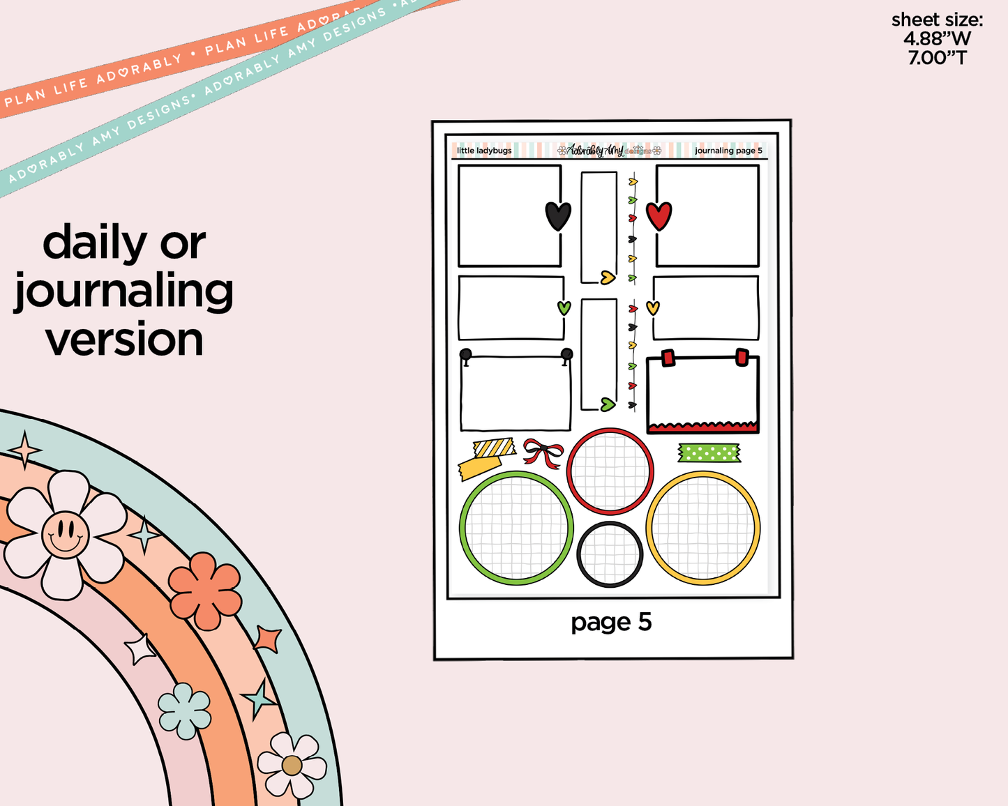 Journaling and Daily Planning Little Ladybugs Bowling Planner Sticker Kit - Adorably Amy Designs