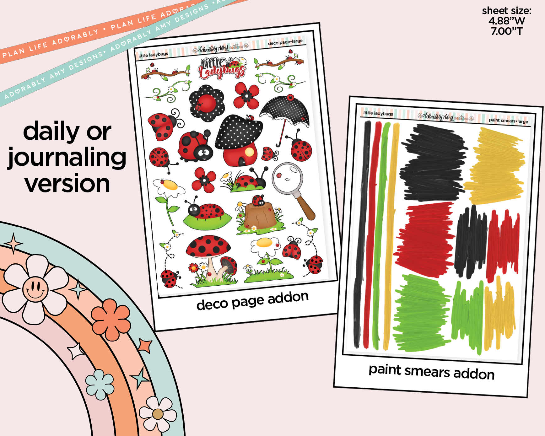 Journaling and Daily Planning Little Ladybugs Bowling Planner Sticker Kit - Adorably Amy Designs