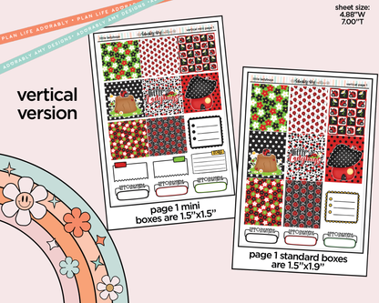 Vertical Little Ladybugs Sticker Kit for Vertical Standard Size Planners or Insert - Adorably Amy Designs