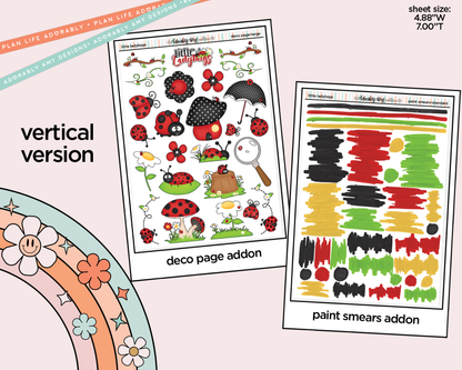Vertical Little Ladybugs Sticker Kit for Vertical Standard Size Planners or Insert - Adorably Amy Designs