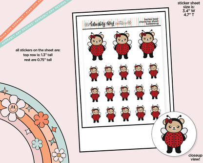 Bailee Bear Baileebug Decoration Character Planner Stickers - Adorably Amy Designs