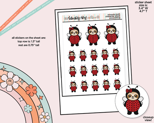 Snoozie Sloth Snooziebug Decoration Character Planner Stickers - Adorably Amy Designs