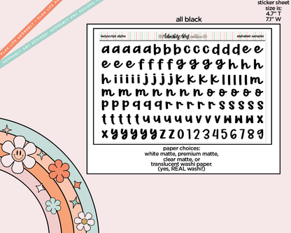 Ladyscript Alphabet Stickers Deco Typography Sampler Planner Stickers