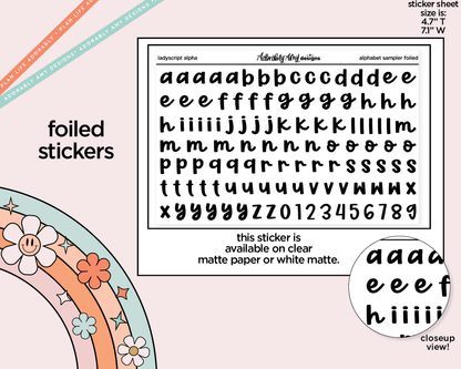 Foiled Ladyscript Alphabet Stickers Deco Typography Sampler Planner Stickers