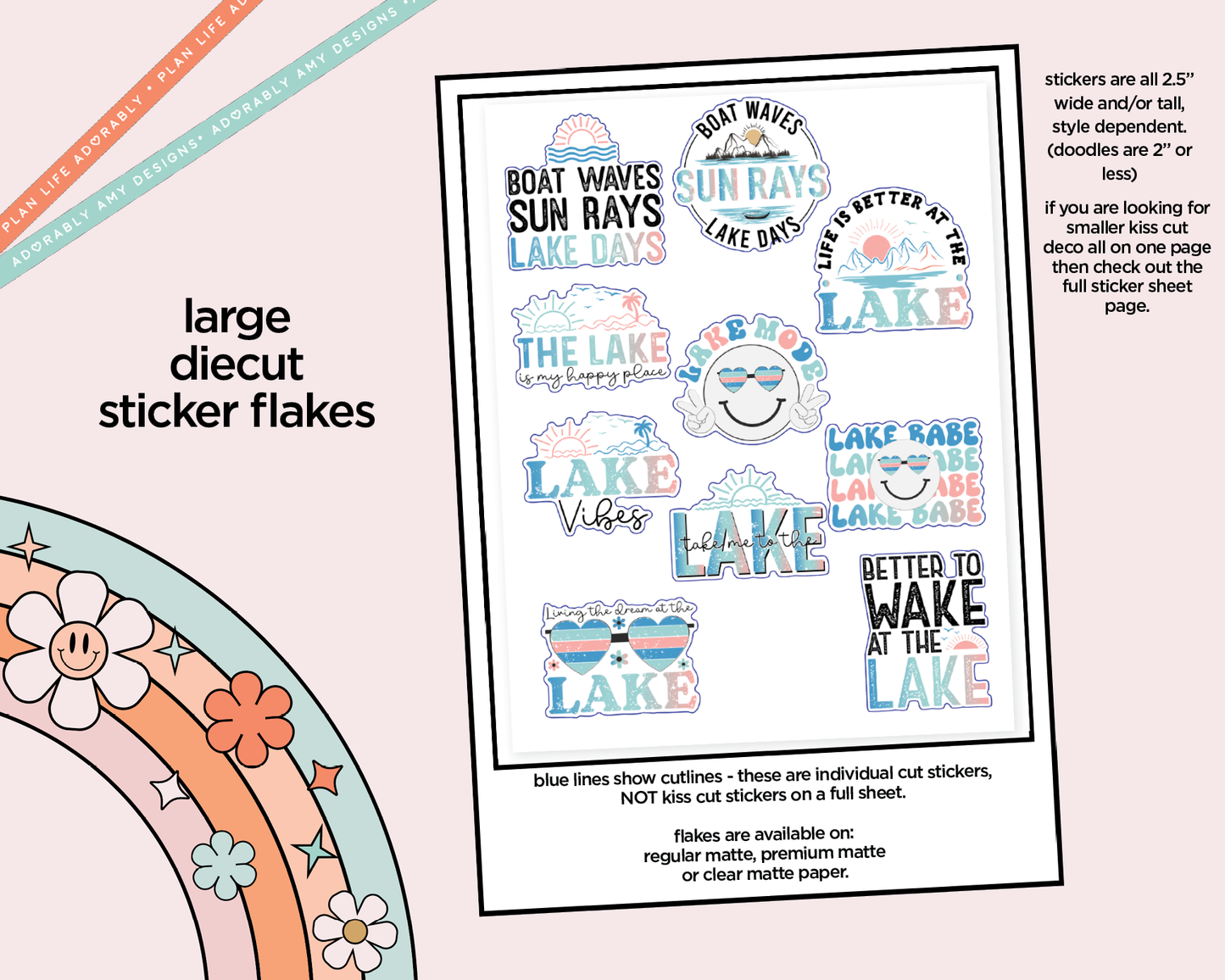 Lake Days Deco Typography Sampler Planner Stickers