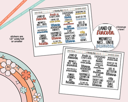 Land of Lincoln Deco Typography Sampler Planner Stickers