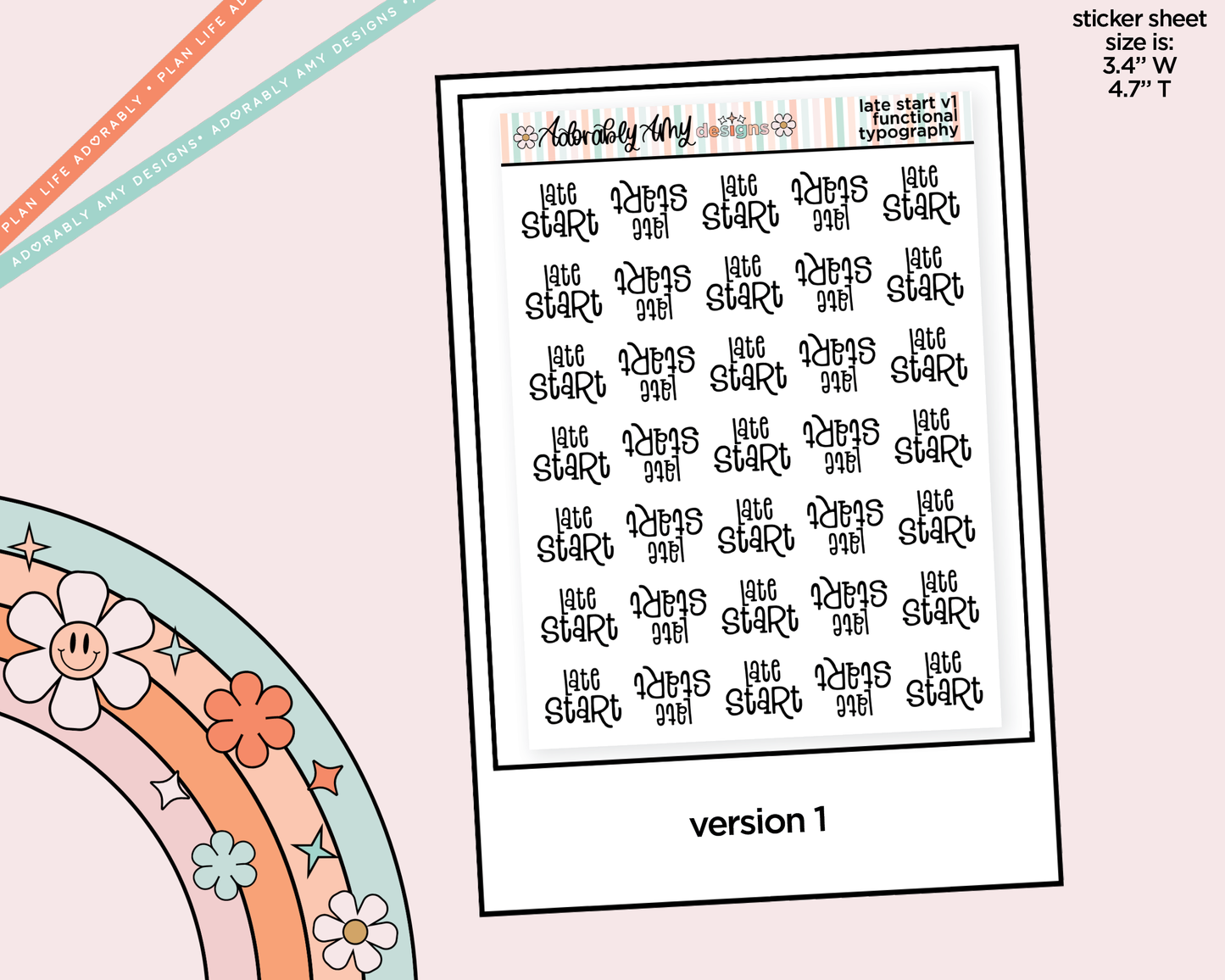 Late Start 2026 - 2 Versions Typography Reminder Planner Stickers